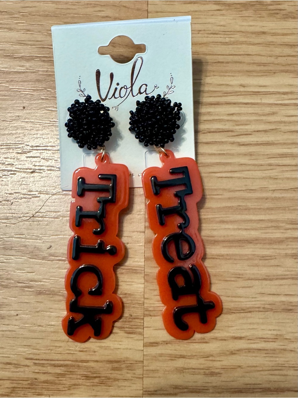 Black and Orange 'It's Lit' Acrylic Drop Earrings